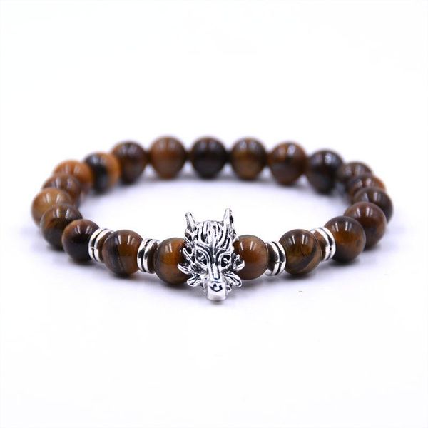 

beaded, strands natural stone beads buddha bracelet tiger eyes yoga meditation braclet for men women hand jewelry homme, Black
