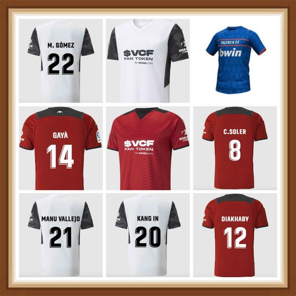 

21 22 stock customized alencia cf soccer jerseys set rodrigo gaya 2021 2022 parejo gameiro football shirts m.gomez kondogbia mens, Black;yellow