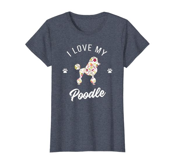 

womens i love my poodle t shirt paw mother poodle lover gift, White;black