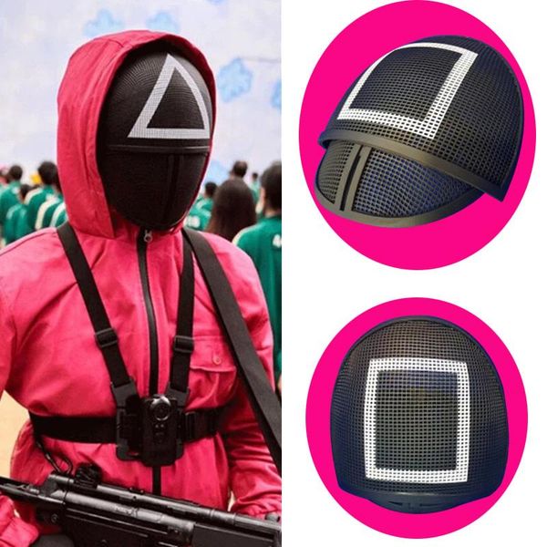 

other event & party supplies squid game tv same triangle square circle cosplay masked man stretchable mask red hood boss headgear costume pr