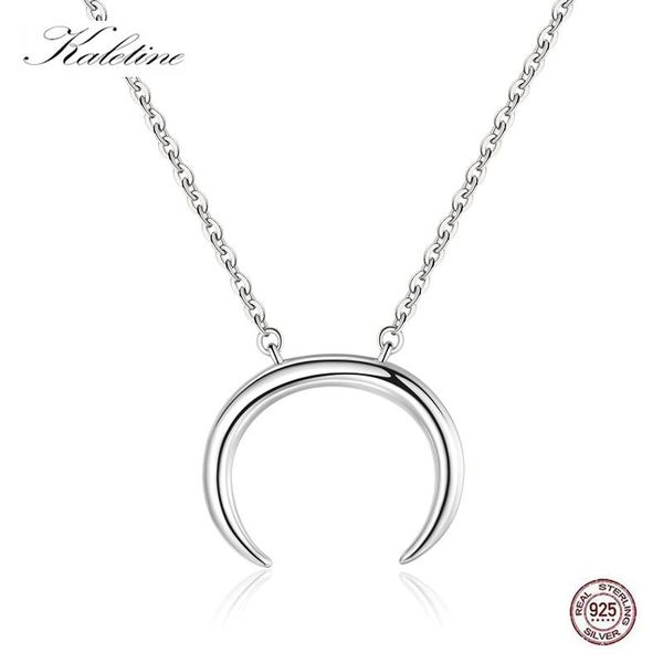 

chains kaletine fashion pure 925 sterling silver curved crescent moon necklace women chain choker women's moons necklaces jewelery