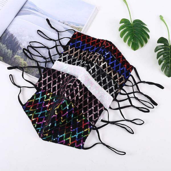 

ins sequin stripe fashionable dust can put pm life night club carnival personality mask2ndj