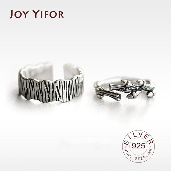 

cluster rings 100% 925 sterling silver open ring for women ins minimalist irregular branches pattern gold color jewelry bijoux birthday, Golden;silver