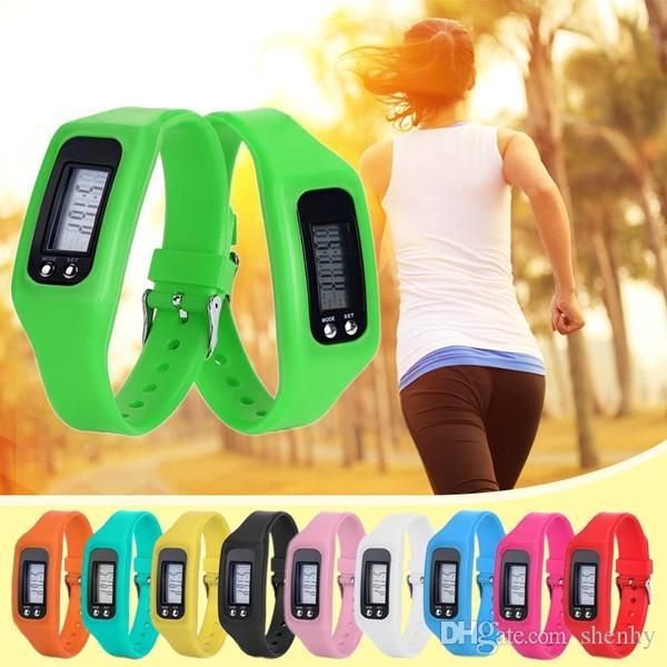 Pedômetro Digital LED Pulseiras Inteligentes Multi Relógio silicone Corrida Passo Distância de Caminhada Contador de Calorias Relógios Pulseira Eletrônica Pedômetros Coloridos