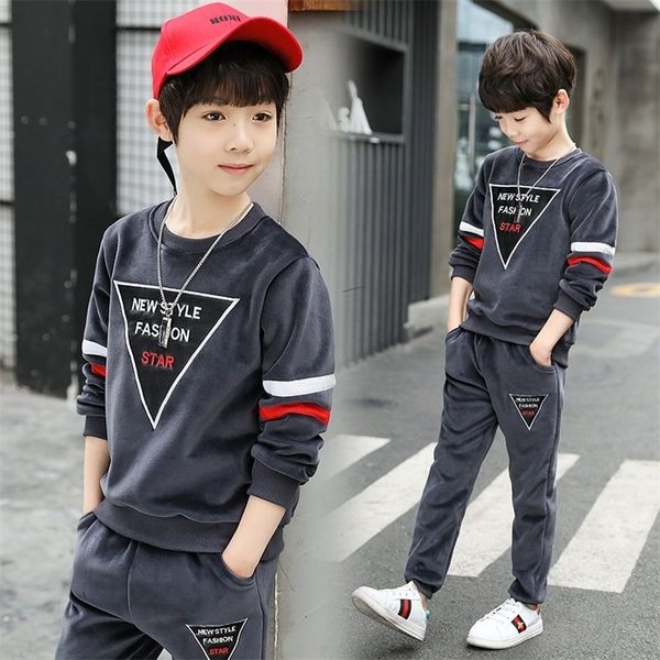 

children clothing autumn spring boys clothes pants outfit kids sports suit for boy outwear sets 220212, White