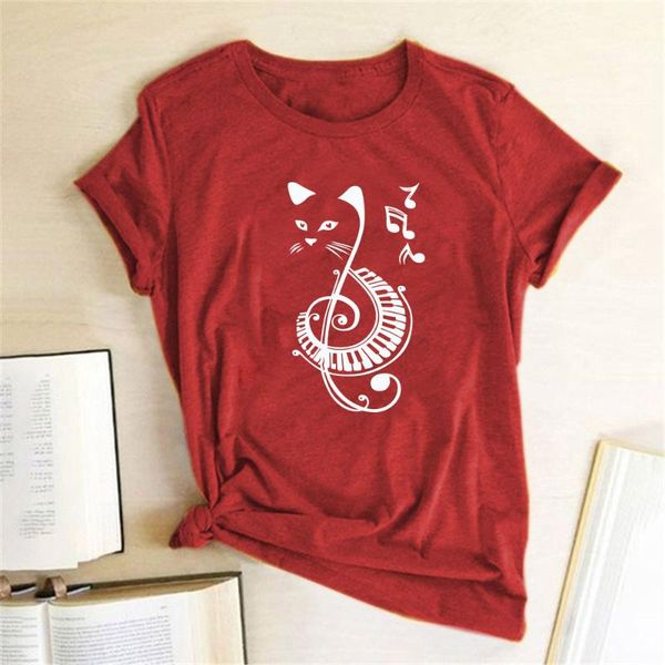 

women's t-shirt women t shirt black cat printed music funny harajuku short sleeve summer graphic tee, White