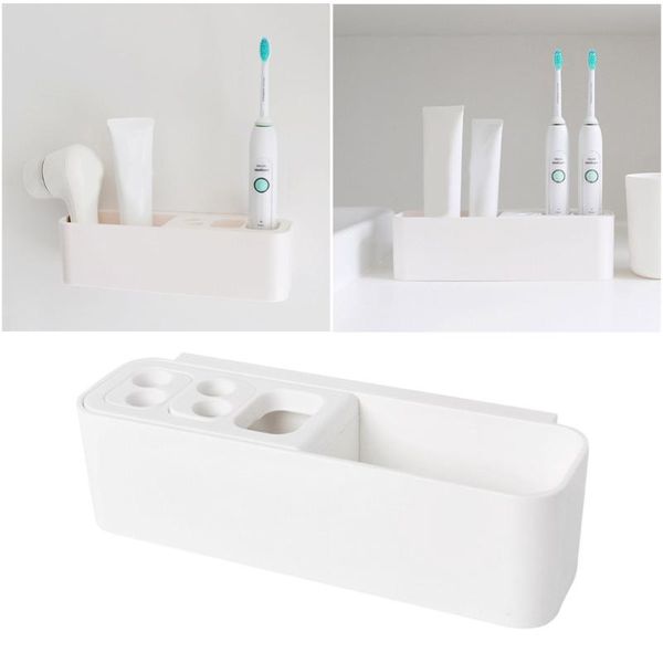 

toothbrush holders multi-functional suction holder stand bathroom wall mounted spinbrush rack (white)