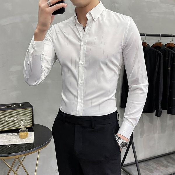 

men's casual shirts shirt high-end korean style slim spring and autumn long-sleeved trend formal wear business, White;black