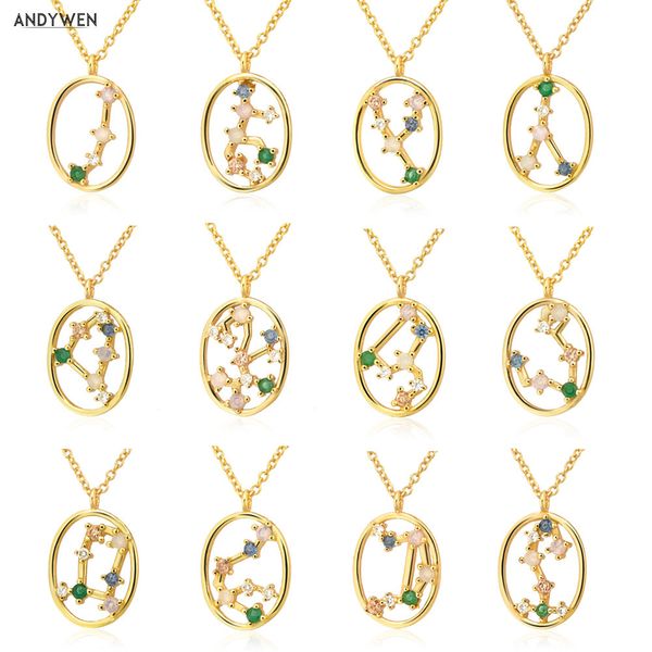 

designer necklace 100% 925 sterling silver spring rainbow zodiacs pendant 2021 wedding jewelry fine rock punk ovals crystal
