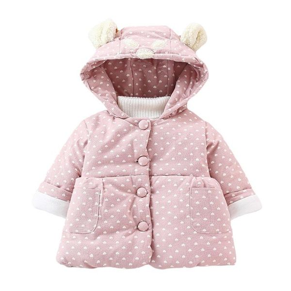 

autumn winter coat toddler girl jacket casual fashion baby cartoon heart-shaped printing hooded warm kids, Blue;gray