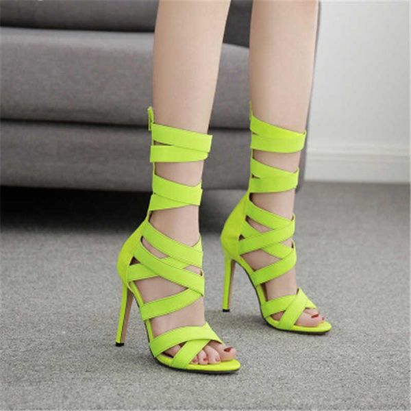

dress shoes summer fashion women's sandals elastic band thin high heels female stilettos zipper party plus size 35-43 black