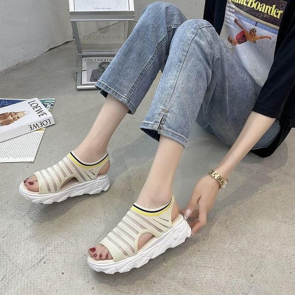 

sandals sports ladies 2021 summer products casual weave breathable thick-soled hollow fashion women's shoes, Black
