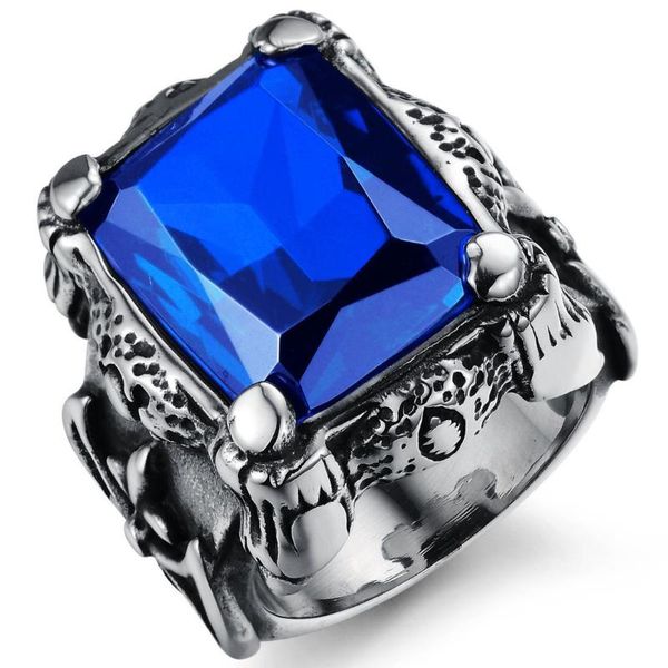 

wedding rings fntycm viking silver ax signet design biker for trendy men stainless steel motor ring band blue crystal male, Slivery;golden