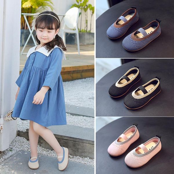 

sneakers 2021 breathable knitted fabric children shoes soft ballet dancer baby toddler infannt girl casual comfortable c12283, Black;red