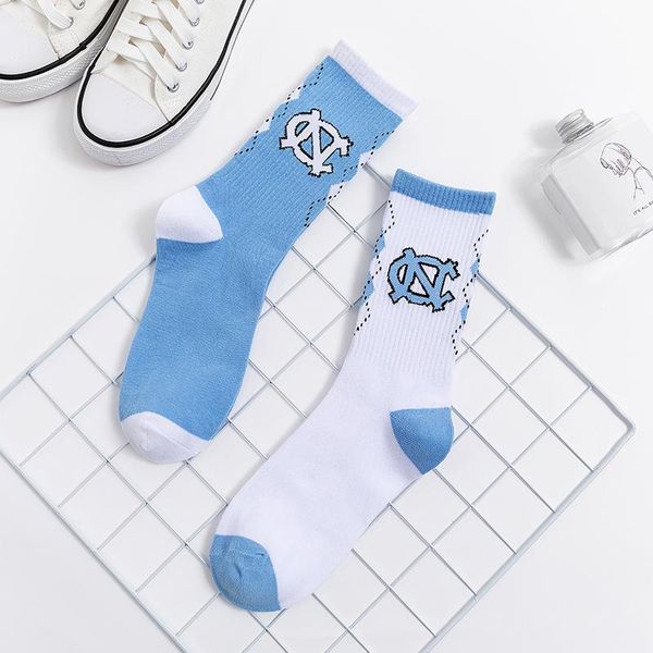 

men's socks 21 street fashion crew senior post graduate north carolina university blue white college junior student freshman sophomore, Black