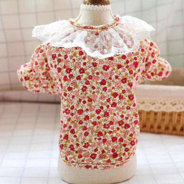 

dog apparel pet clothes for spring and summer two-legged court style small flower printed girl