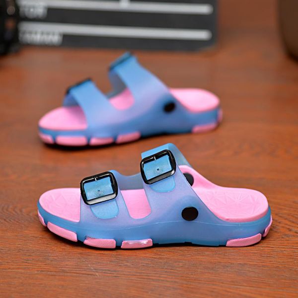 

slipper outdoor children' slippers for boys girls beach shoes sandals kids home bathroom non-slip adjustable upper, Black;grey