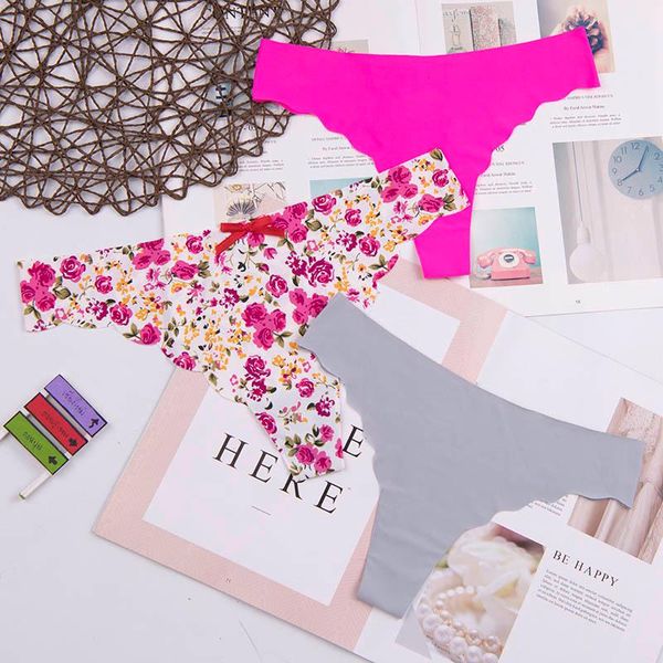 

women's panties lady cotton heart multi-color cozy comfortable briefs thongs women underwear lingerie for 3pcs, Black;pink
