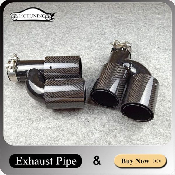 

motorcycle exhaust system right+left car accessories glossy black pipe for b-mw out 92mm in 48-70mm carbon fiber stainless steel muffler tai