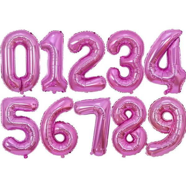 Decoração de festa 40 polegadas Solidpurple rosa grande número de papel alumínio 0 1 2 3 4 5 6 7 8 18 anos