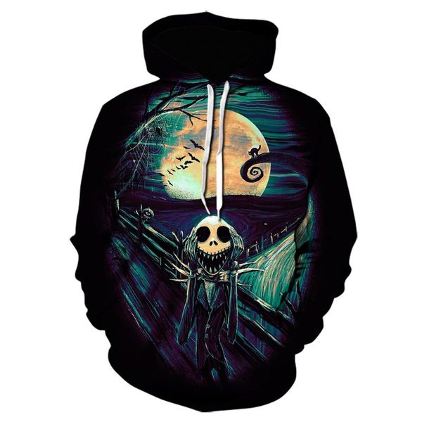 

men's hoodies & sweatshirts style small skull anime hunting fashion punk heavy metal hooded 3d printing women's children's ca, Black
