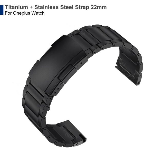 

watch bands titanium alloy + metal stainless steel clasp wrist strap for oneplus band one plus smartwatch watchband bracelet wristband, Black;brown