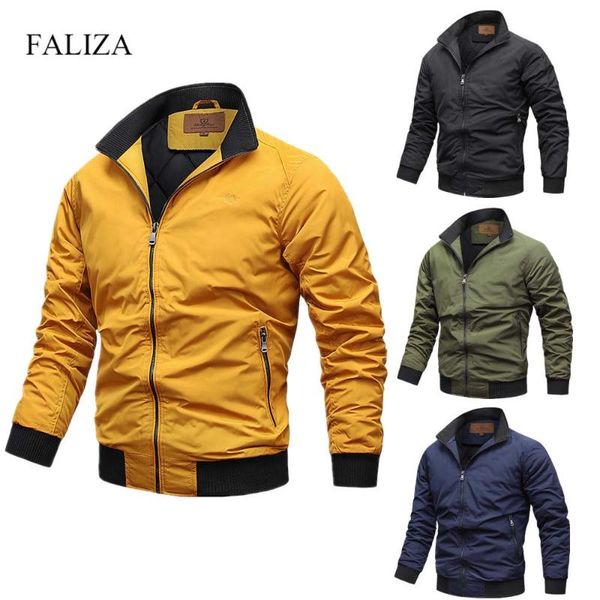 

men's jackets faliza mens pilot military windbreaker turn-down collar baseball coats bomber jacket male streetwear clothing jh812, Black;brown