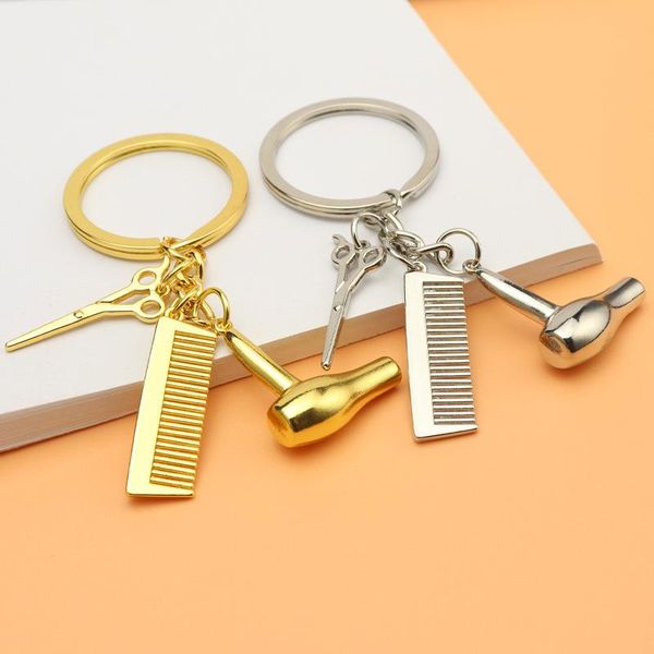 

hair stylist essential dryer scissors comb decorative keychains hairdressers gift key rings keyring hooks & rails