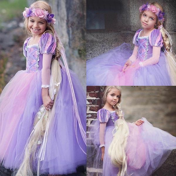 

girl's dresses girls carnival costume princess dress up full sleeve long hair girl christmas easter kids birthday, Red;yellow