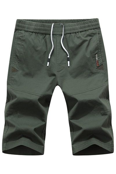 

men's summer cotton outdoor elastic waist knee shorts, White;black