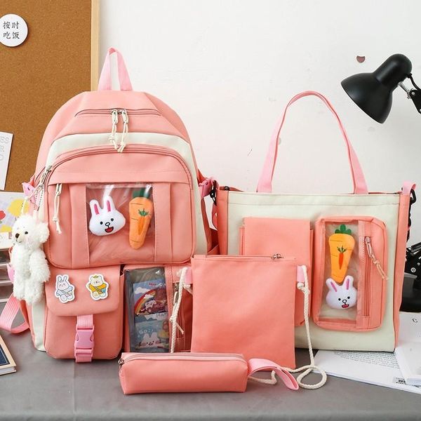 

school bags 4 pcs sets children's backpack kawaii women's bookbag for teens girls mochilas 2021