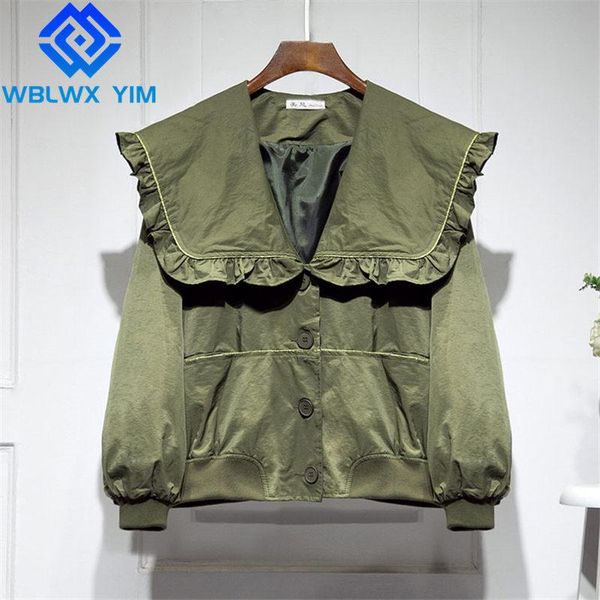 

women's jackets fashion doll collar jacket coat women single breasted long sleeve pocket bomber female spring autumn loose, Black;brown