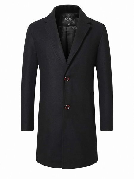 

men lapel neck button front overcoat x2vt#, Black;brown