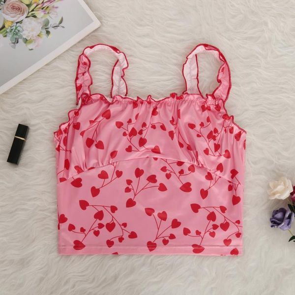 

women's tanks & camis love print sweet fashion tank crop small fresh summer sleeveless vest sling 2021 ropa mujer, White
