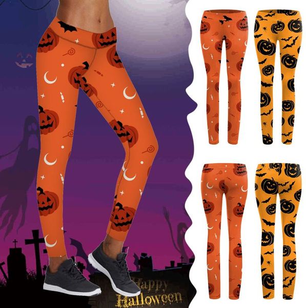 

women's pants & capris women's halloween women leggings high waist silm fitness leggins pumpkin print digital pencil, Black;white