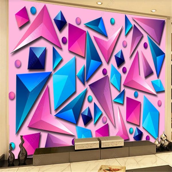 

wallpapers colorful three-dimensional geometric bedroom light luxury living room tv background mural wall paper home decor