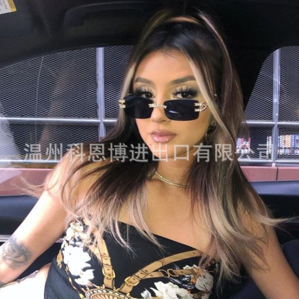 

trendy sunglasses wo men's square rimless glasses with diamond