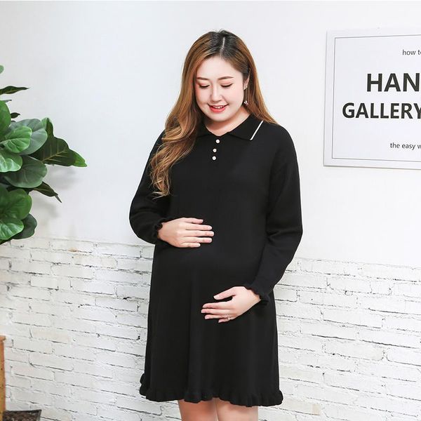 

party slim maternity large fat mm fashion simple sweater dress pregnant mom out office banquet dresses, White