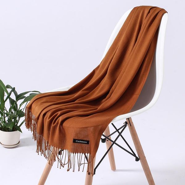 

scarves fashion solid color 2021 women scarf winter hijabs tassels long lady shawls cashmere like pashmina wraps, Blue;gray