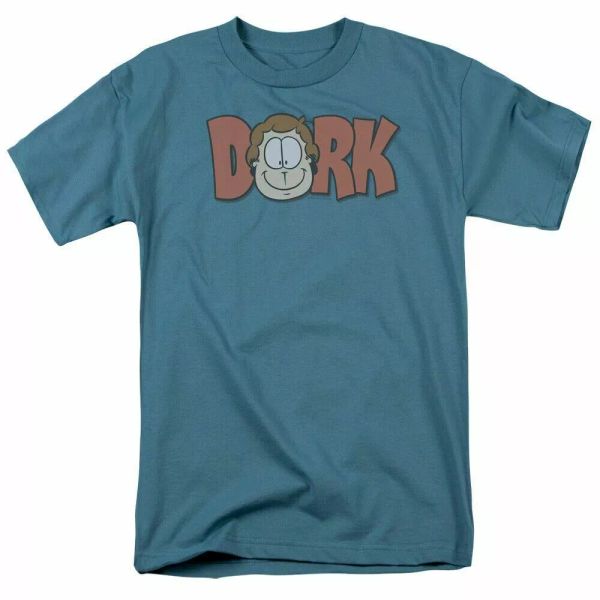

Garfield Dork T Shirt Mens Licensed John Cat Jim Davis Comic Tee Slate, White;black
