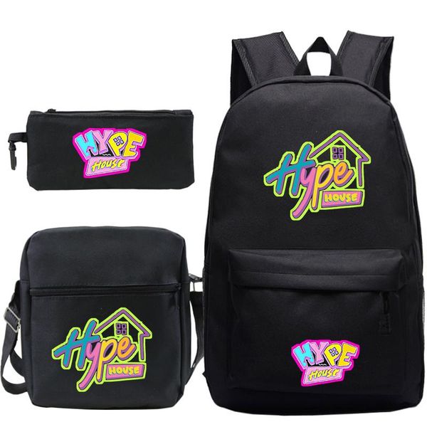 

backpack 3 set/pcs fashion women men shoulder bags hype house print girl school bag mochilas children student