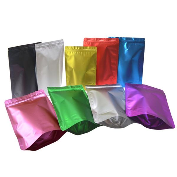 

gift wrap 100pcs matte aluminum foil stand up bag self seal tear notch reusable reclosable doypack for food snack tea coffee bean