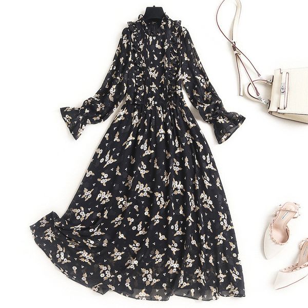

two piece dress elegant lady arch-collared chiffon dressed as spring printing woman clothes vintage robes designer femme holiday gowns 44ux, White
