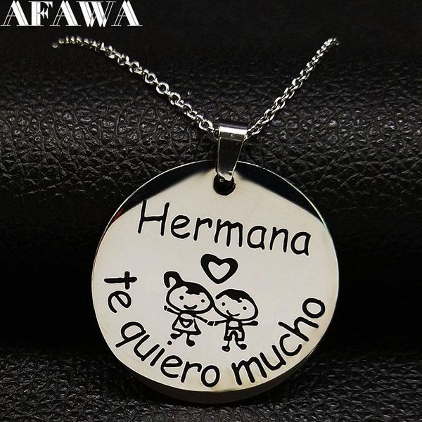 

pendant necklaces hermana boy girl stainless steel necklace women silver color brother sister & pendants jewelry collar mujer n186715