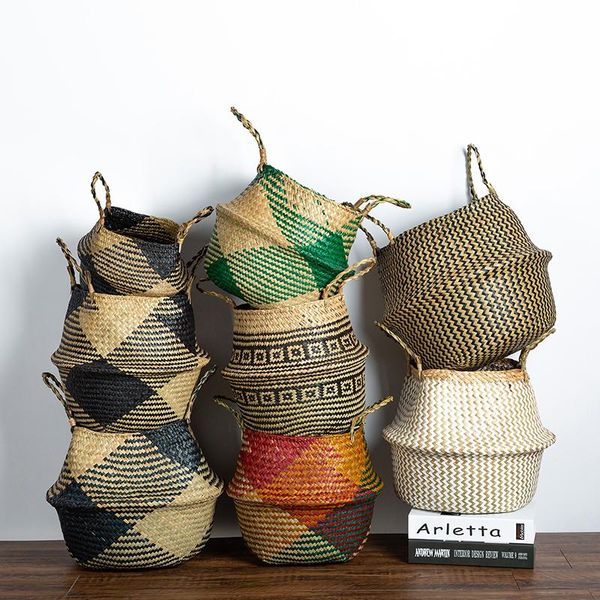 

storage baskets 3pcs natural wicker basket woven flowerpot organization home garden planter s/m/l