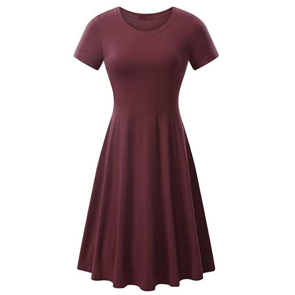 

casual dresses summer dress women o-neck short sleeve a-line high waist loose drape ladies female red vestidos plus size clothes 2021, Black;gray