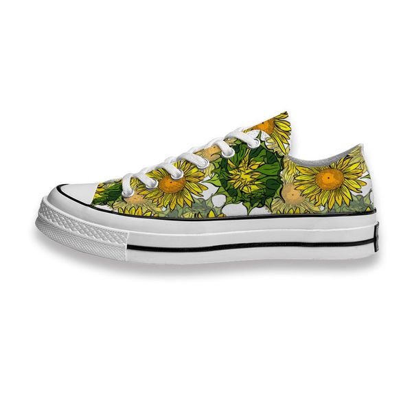 

custom printed shoes black white sunflower sneakers low mens womens skateboard sport footwear diy trainers canvas casual shoe arpe ortp