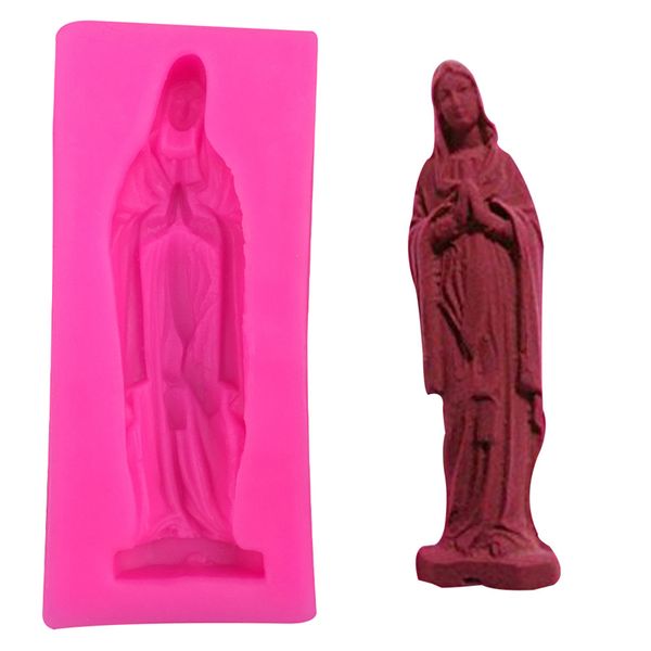 Stampo in silicone Vergine Maria 3D Sapone Cioccolato Stampi Fai da te Ghiaccio fatto in casa Torta fondente Decorazione Cottura Strumenti di decorazione