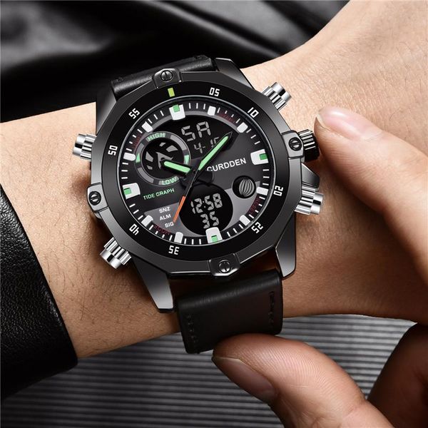 

wristwatches men military watch dual display analog led quartz clock male relogios masculino digital sports watches men's gifts, Slivery;brown