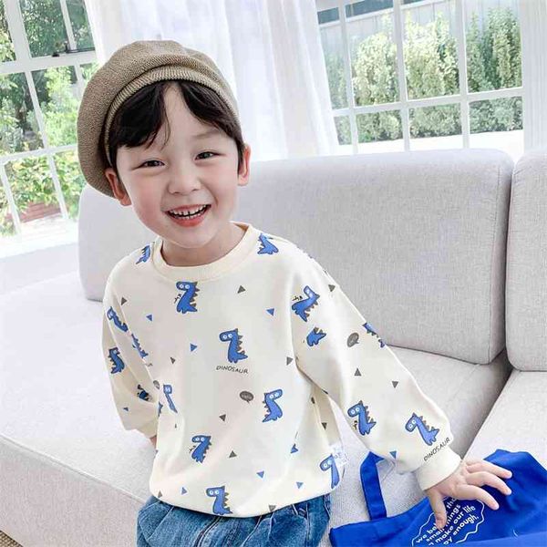 

autumn baby boys cartoon dinosaur sweatshirts kids casual cute long sleeve clothes 210708, Black